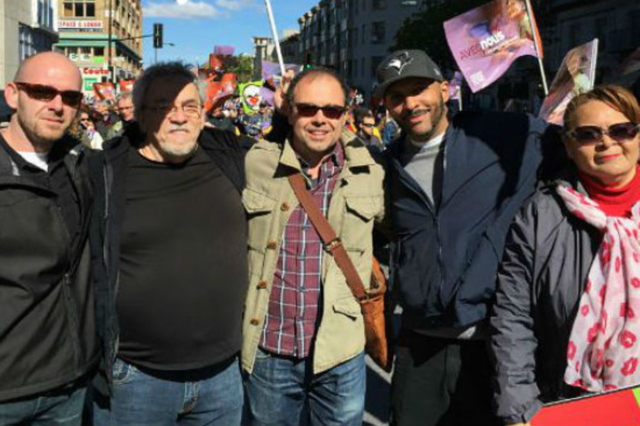 De-gauche-à-droite-Rodney-Paul-moi-Kuame-et-avril-à-un-automne-2015-rallye-à-Montréal